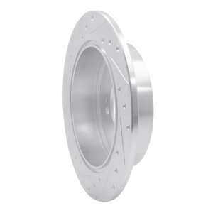 Mitsubishi Lancer Brake Rotor (1) - Rear Right - R1 Concepts - Drilled & Slotted - Silver - `07-`15